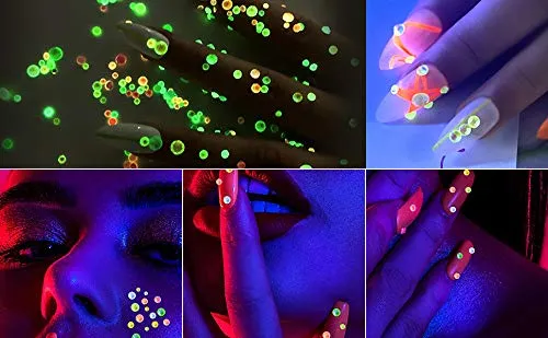 8 Pack 1988 pcs Luminous Crystal Nail Art Rhinestone Decorations 3D Glitter Diamond Jewelly Glow In The Dark Rhinestone Decorations Nail Art DIY Crafts Phones Clothes Shoes Jewelry Bag (Forest Fairy)