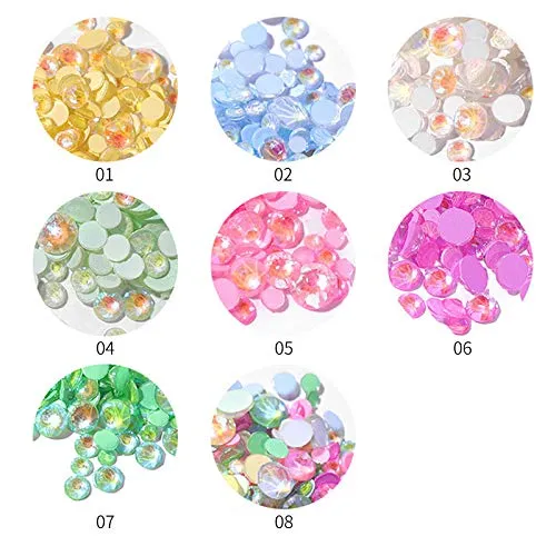 8 Pack 1988 pcs Luminous Crystal Nail Art Rhinestone Decorations 3D Glitter Diamond Jewelly Glow In The Dark Rhinestone Decorations Nail Art DIY Crafts Phones Clothes Shoes Jewelry Bag (Forest Fairy)