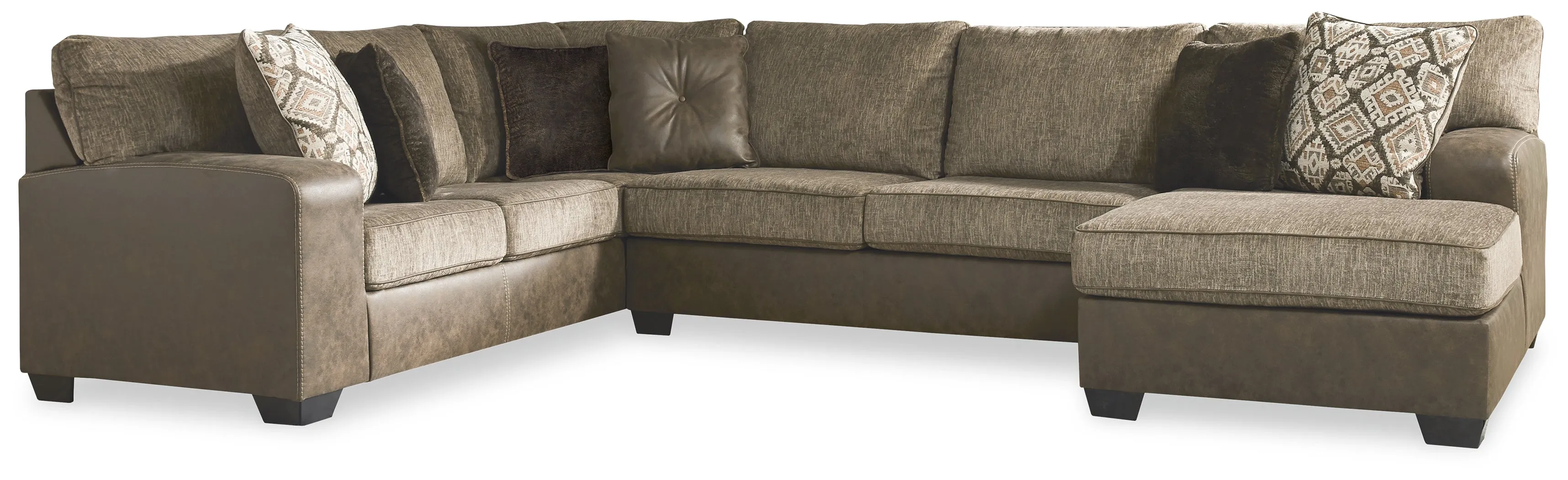 Abalone 3-Piece Sectional with Ottoman in Chocolate