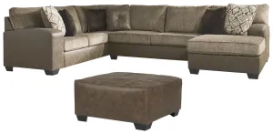 Abalone 3-Piece Sectional with Ottoman in Chocolate