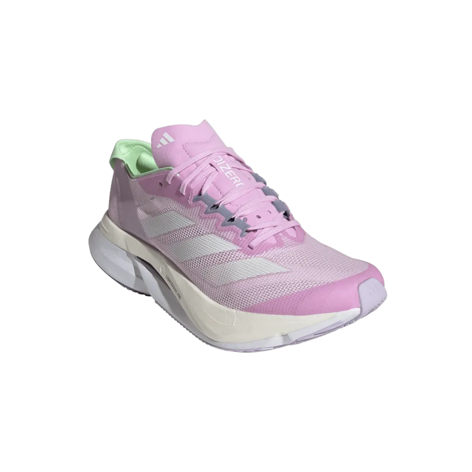Adidas Women's Adizero Boston 12 Running Shoes in Bliss Lilac/Zero Metallic/Semi Green SS24