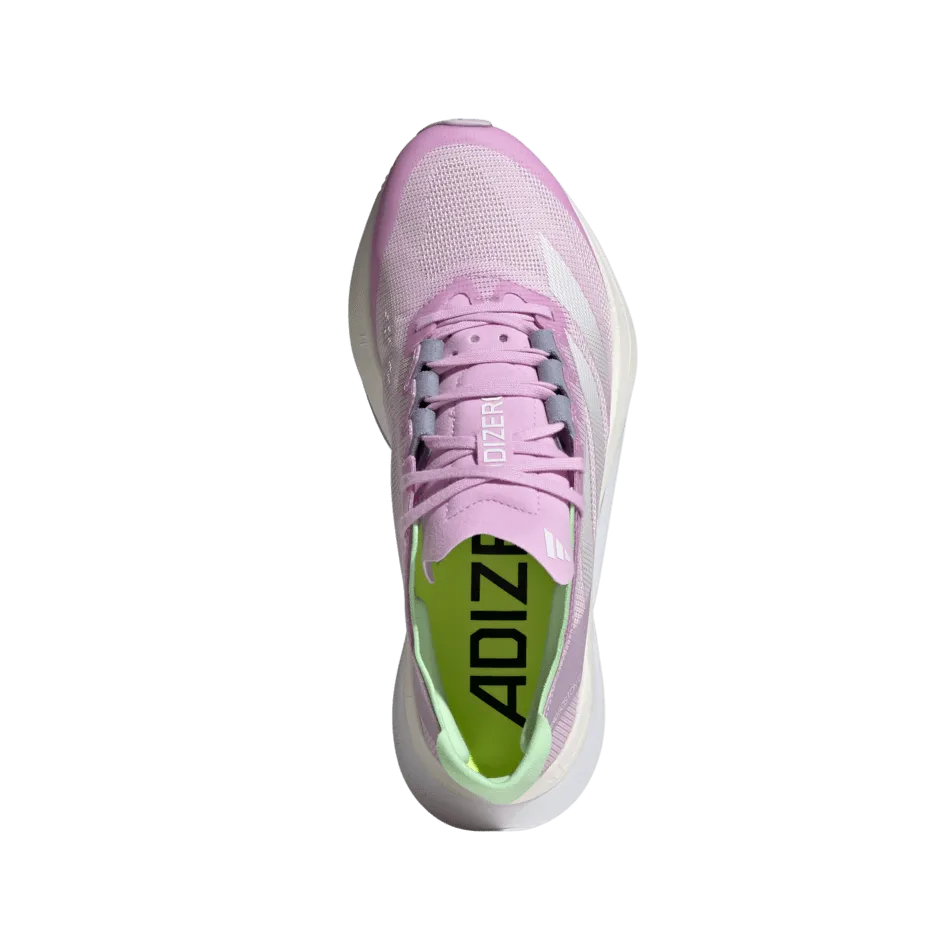 Adidas Women's Adizero Boston 12 Running Shoes in Bliss Lilac/Zero Metallic/Semi Green SS24