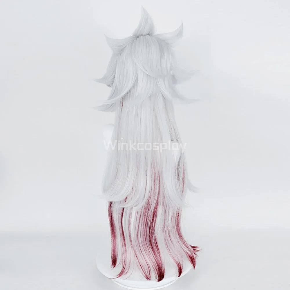 Arataki Itto from Genshin Impact Silver White Red Cosplay Wig
