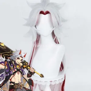 Arataki Itto from Genshin Impact Silver White Red Cosplay Wig