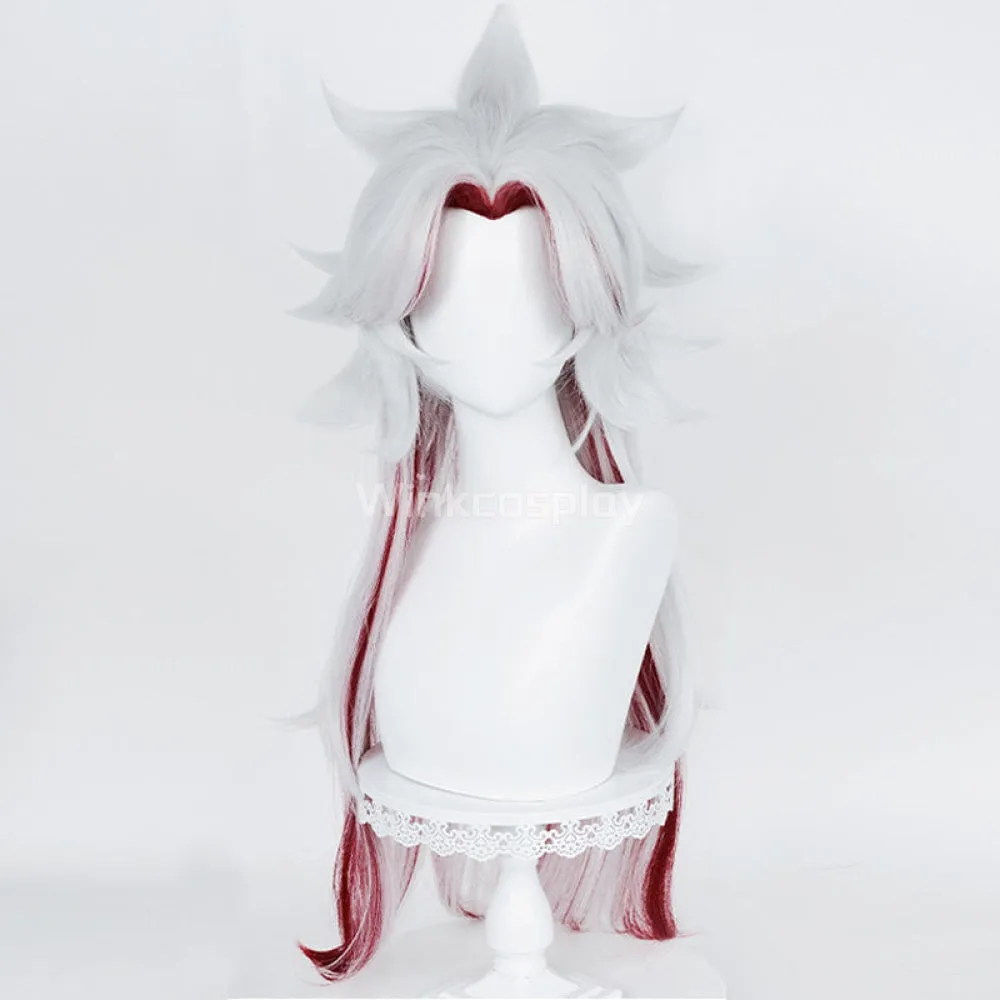 Arataki Itto from Genshin Impact Silver White Red Cosplay Wig