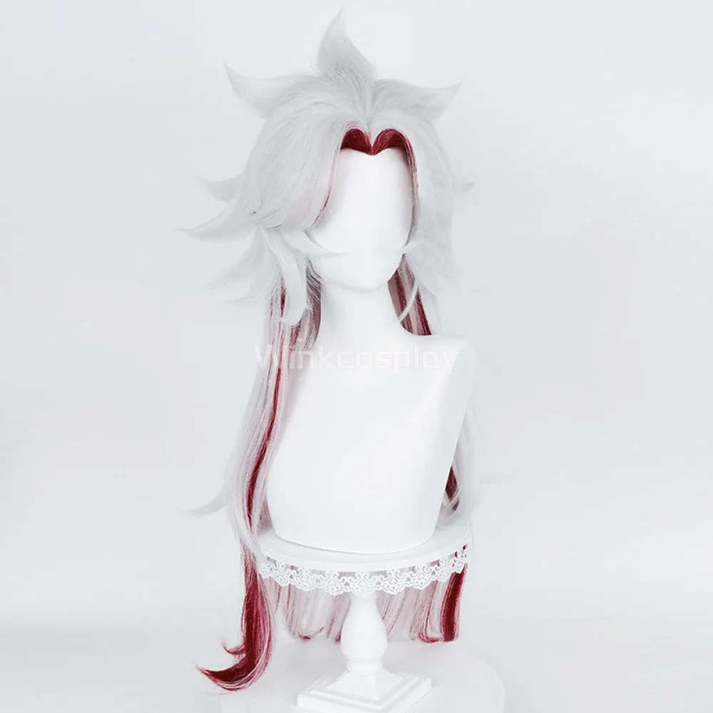 Arataki Itto from Genshin Impact Silver White Red Cosplay Wig