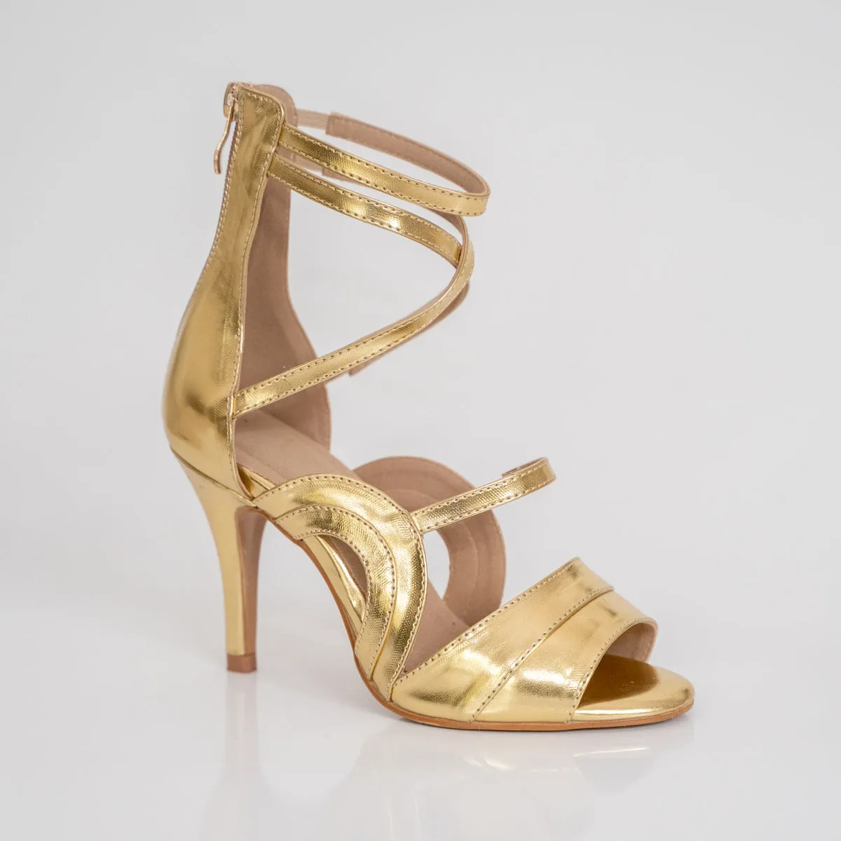Athena Golden Open Toe Stiletto Dance Shoes