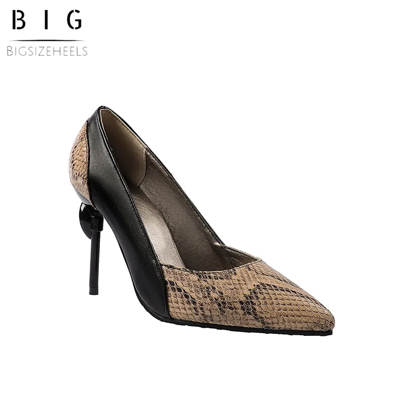 Bigsizeheels Snakeskin sexy stilettos - Black
