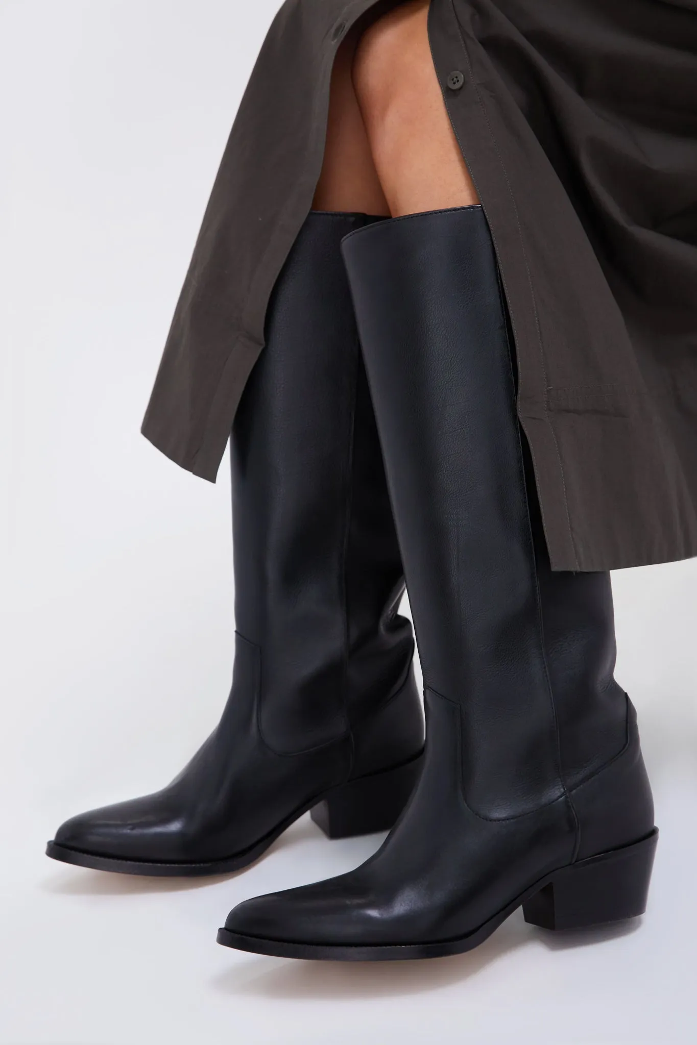 Black Leather Tall Boot
