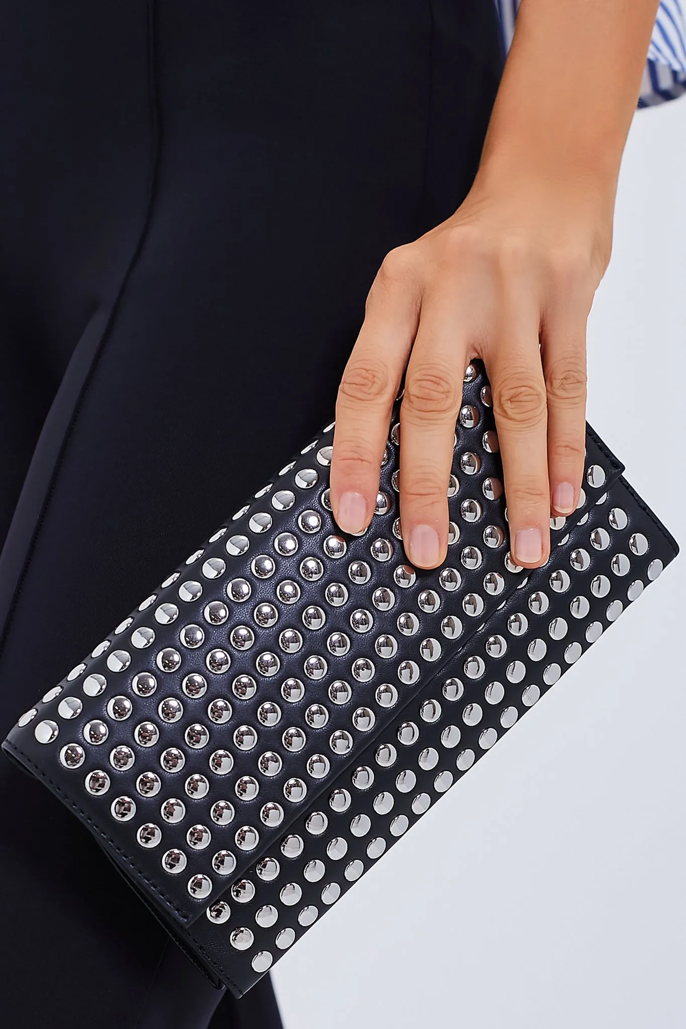 Black Silver Studded Charlee Clutch