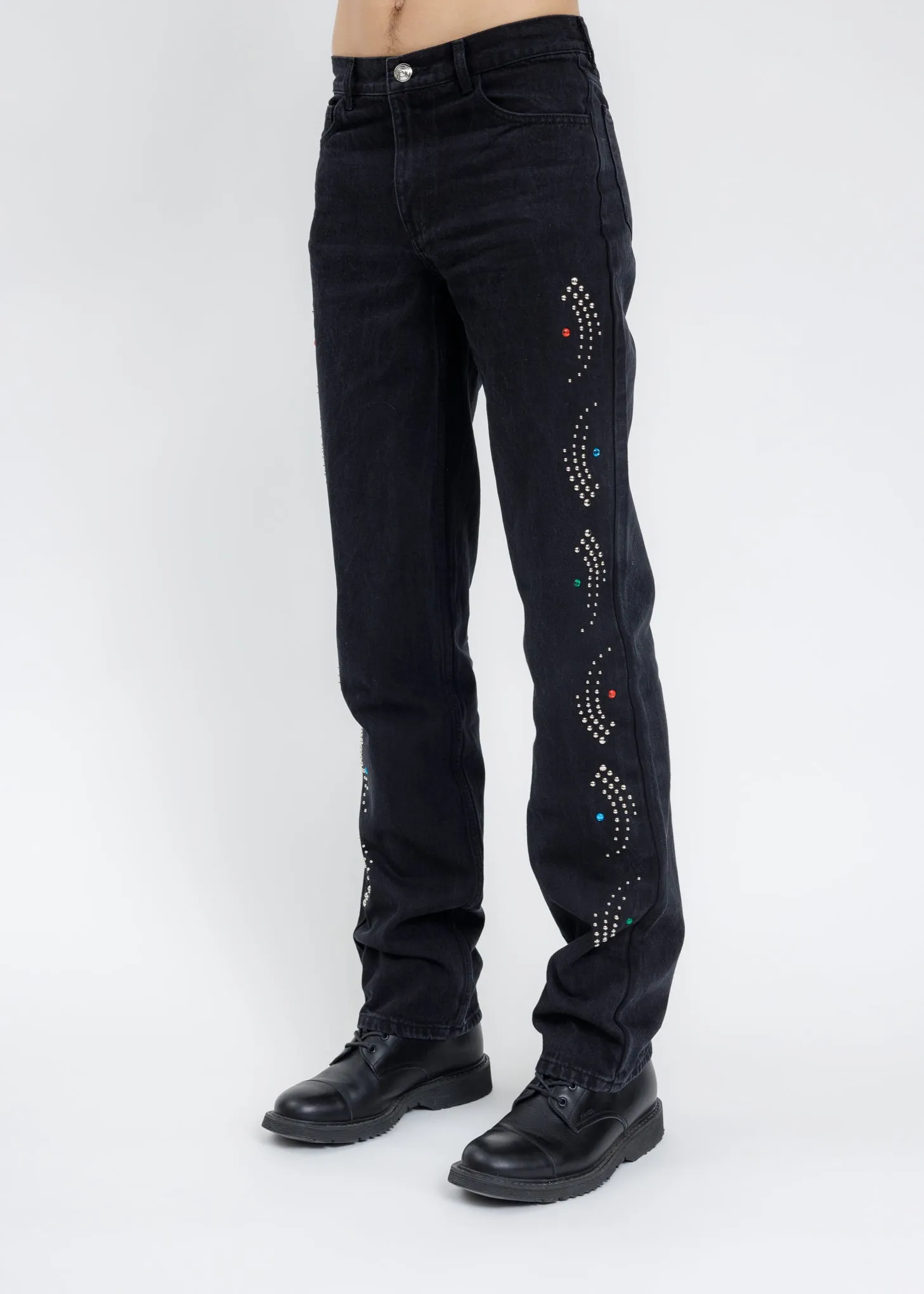 Black Stud Artwork Pants