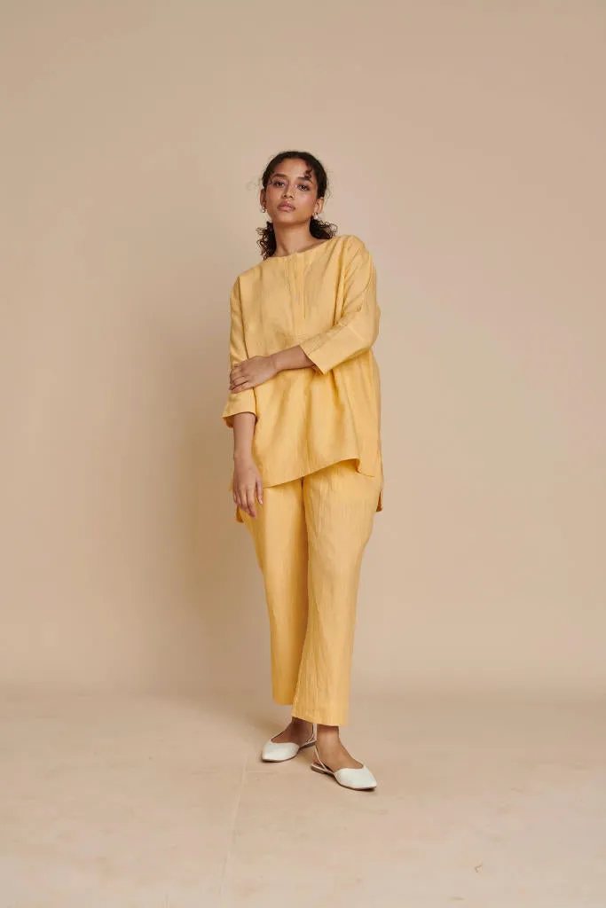 Butterscotch Linen Short Kurta Set