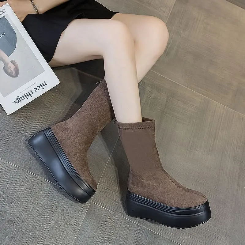 Buy Suede Platform Boots for Women | Chic & Comfortable Wedge Heels