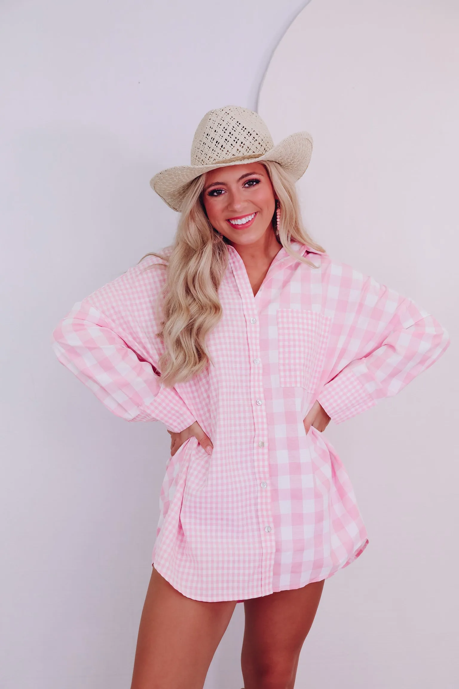 Cabo Comfy Checker Print Shirt - Pink