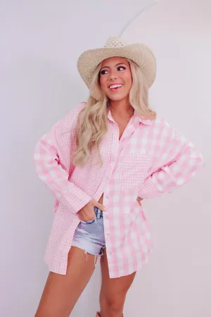 Cabo Comfy Checker Print Shirt - Pink