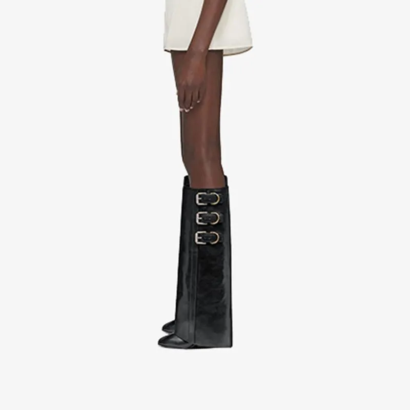 Chic Black Slip-On High Boots