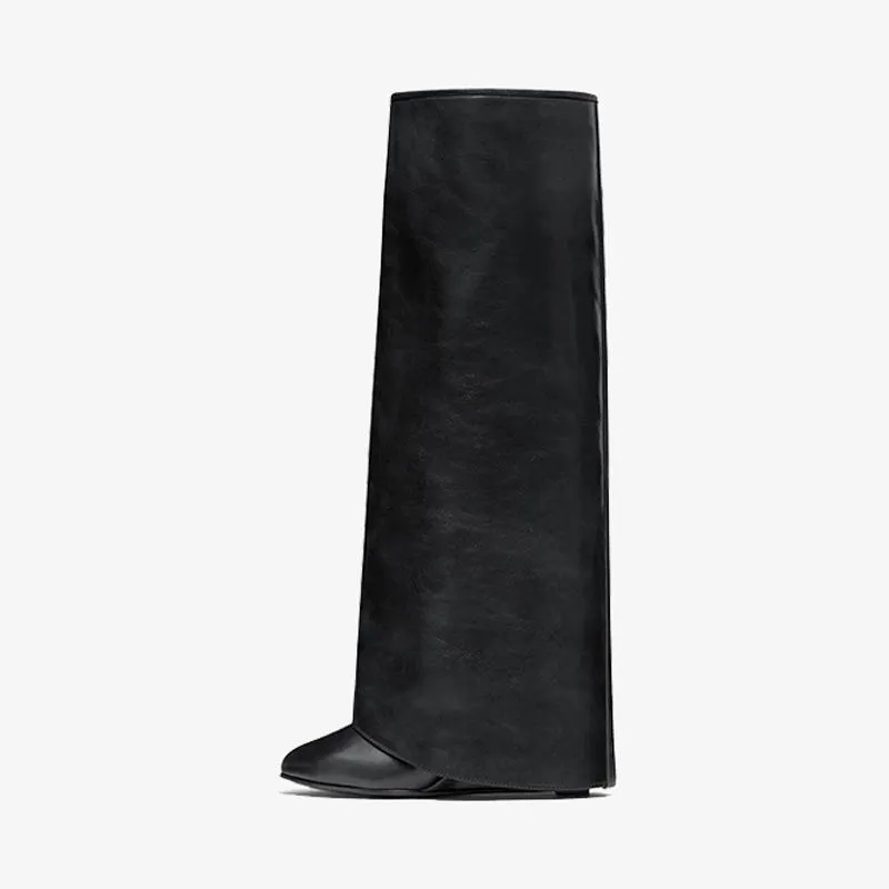 Chic Black Slip-On High Boots