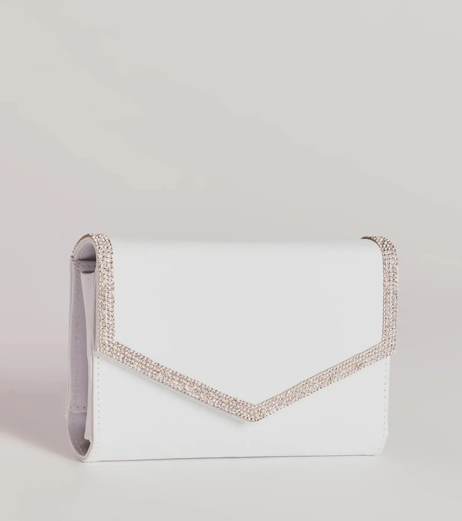 Chic Shimmer Rhinestone Trim Envelope Clutch