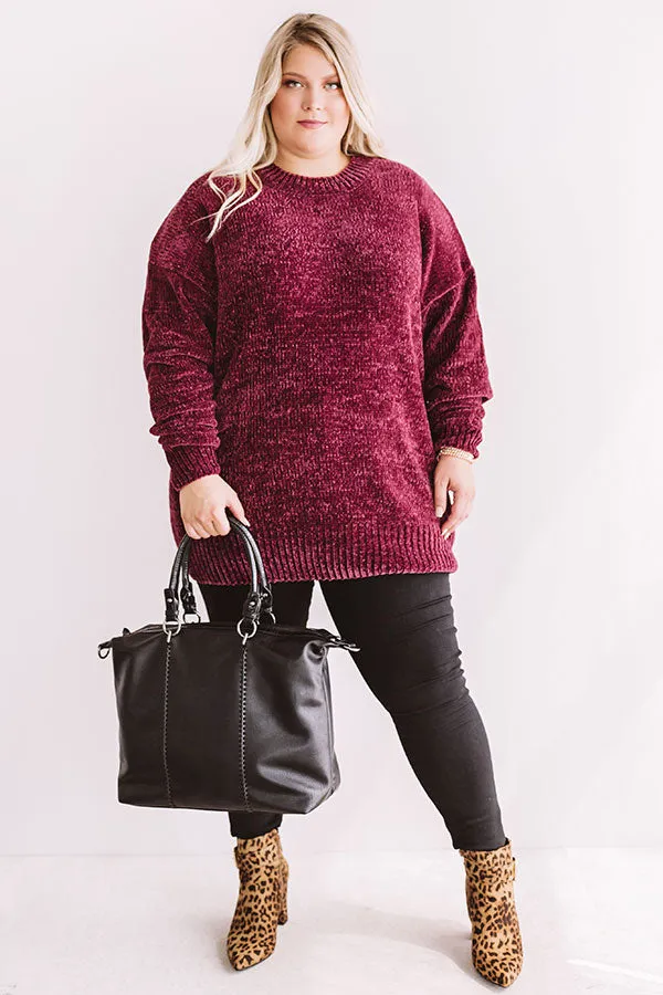Cozy Celebration Chenille Sweater In Windsor Wine Curves