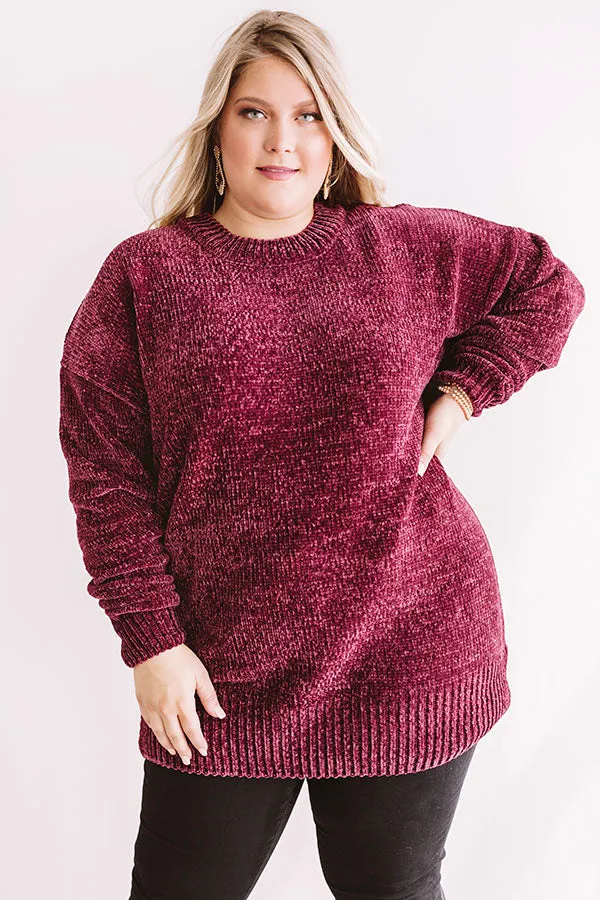 Cozy Celebration Chenille Sweater In Windsor Wine Curves
