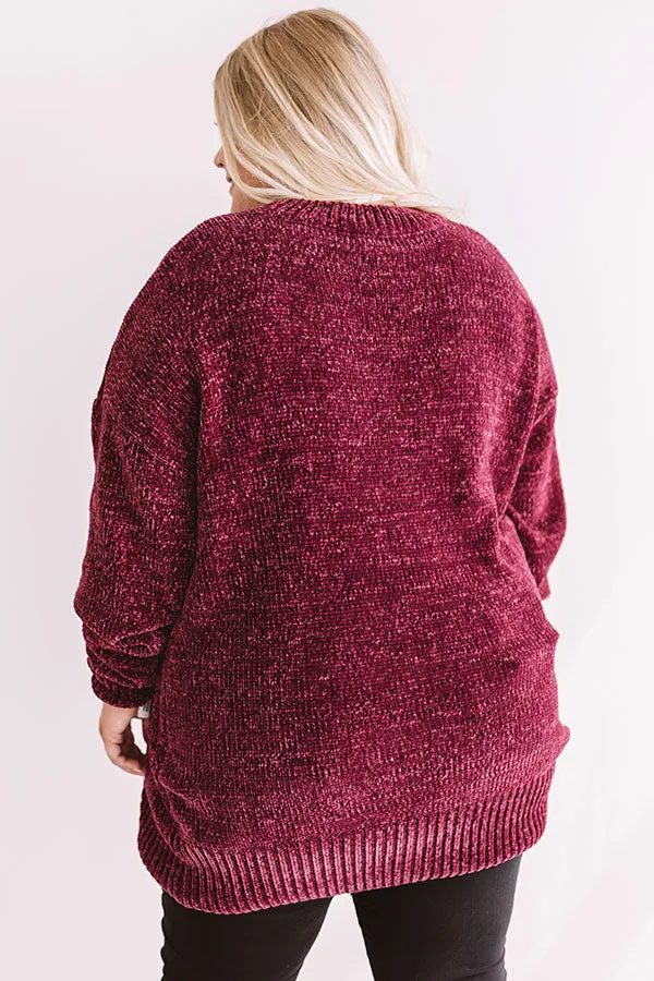 Cozy Celebration Chenille Sweater In Windsor Wine Curves