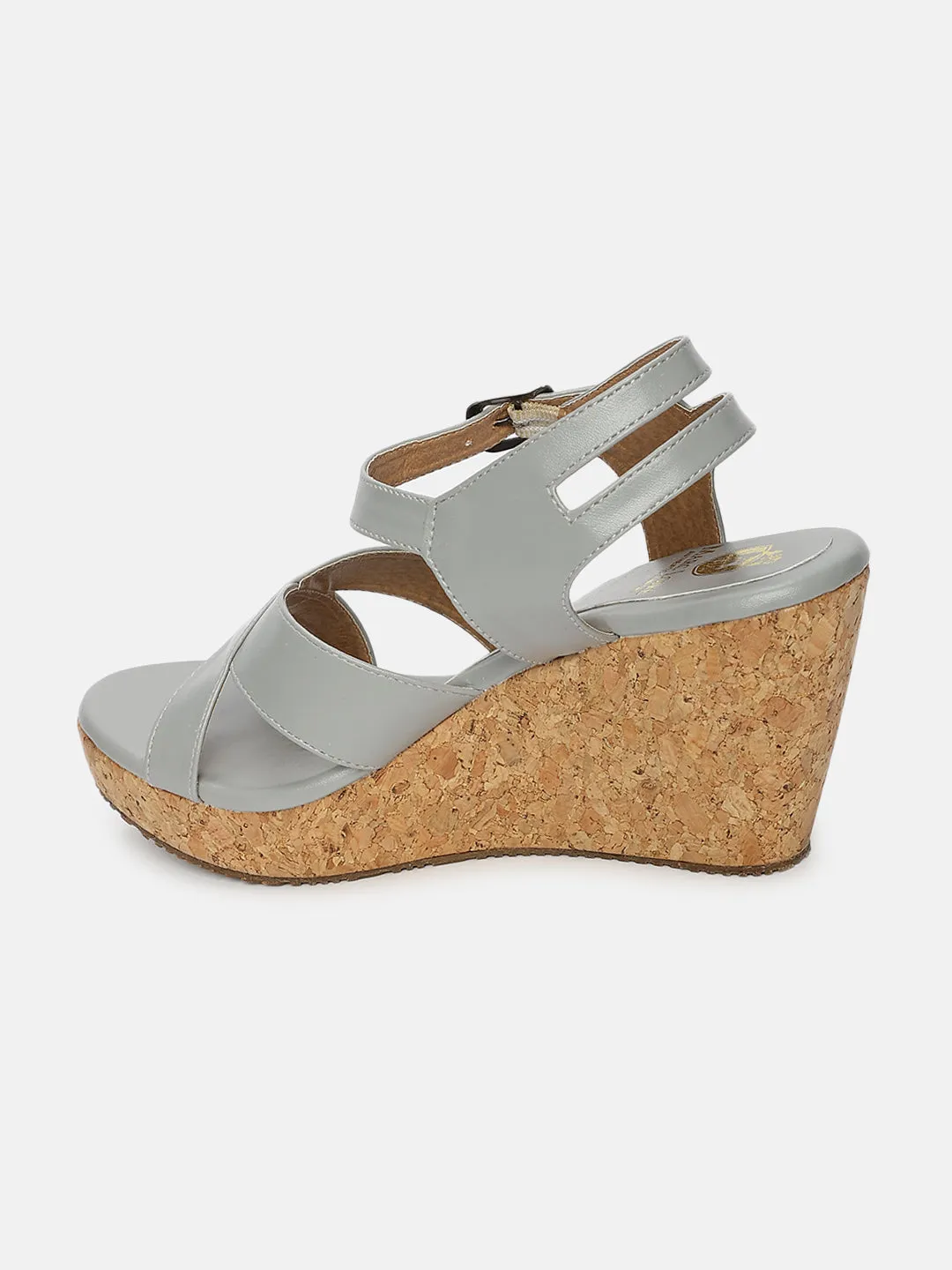 Cross Strap Open Toe Wedge Heels