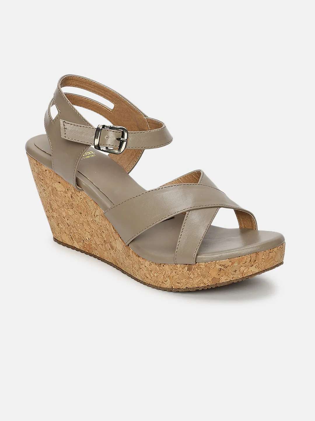 Cross Strap Open Toe Wedge Heels