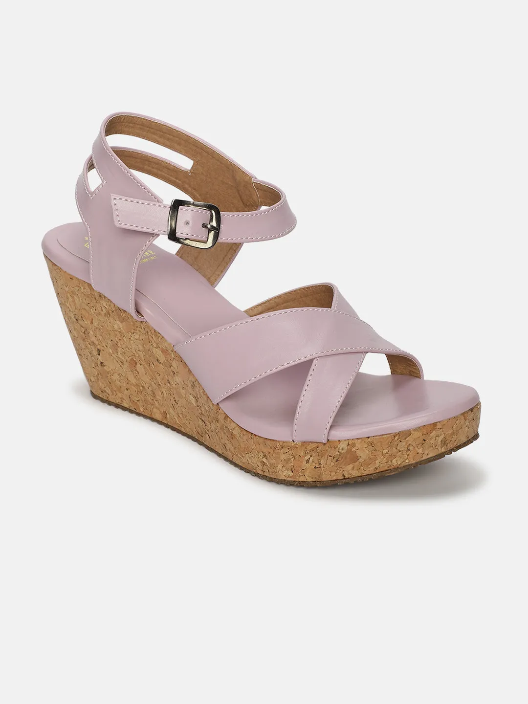 Cross Strap Open Toe Wedge Heels