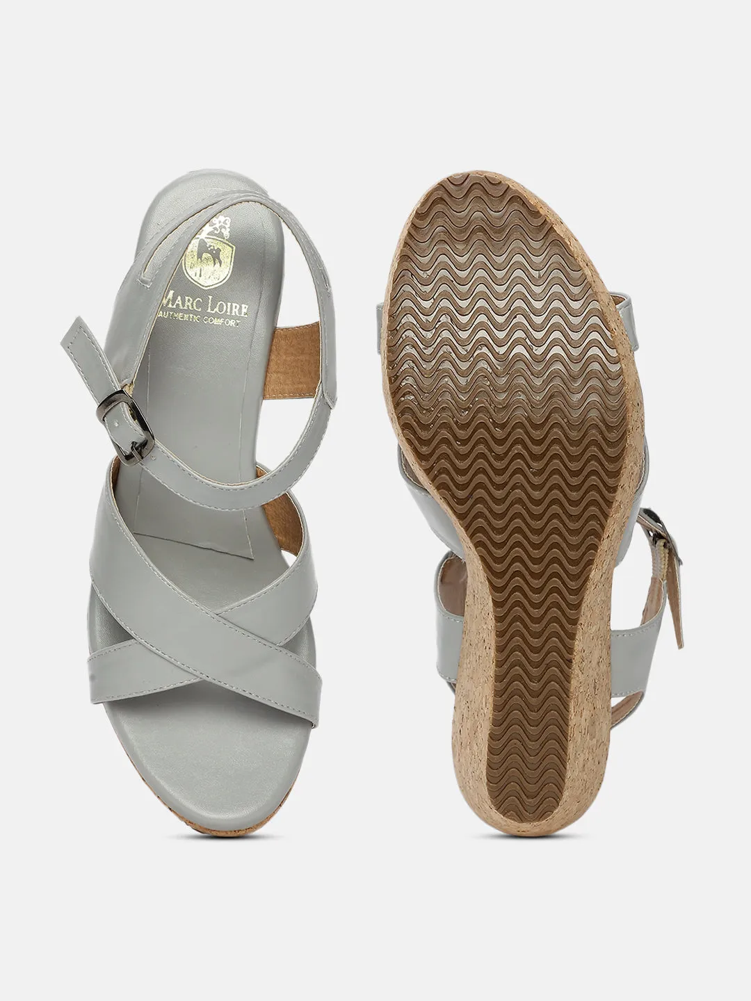 Cross Strap Open Toe Wedge Heels