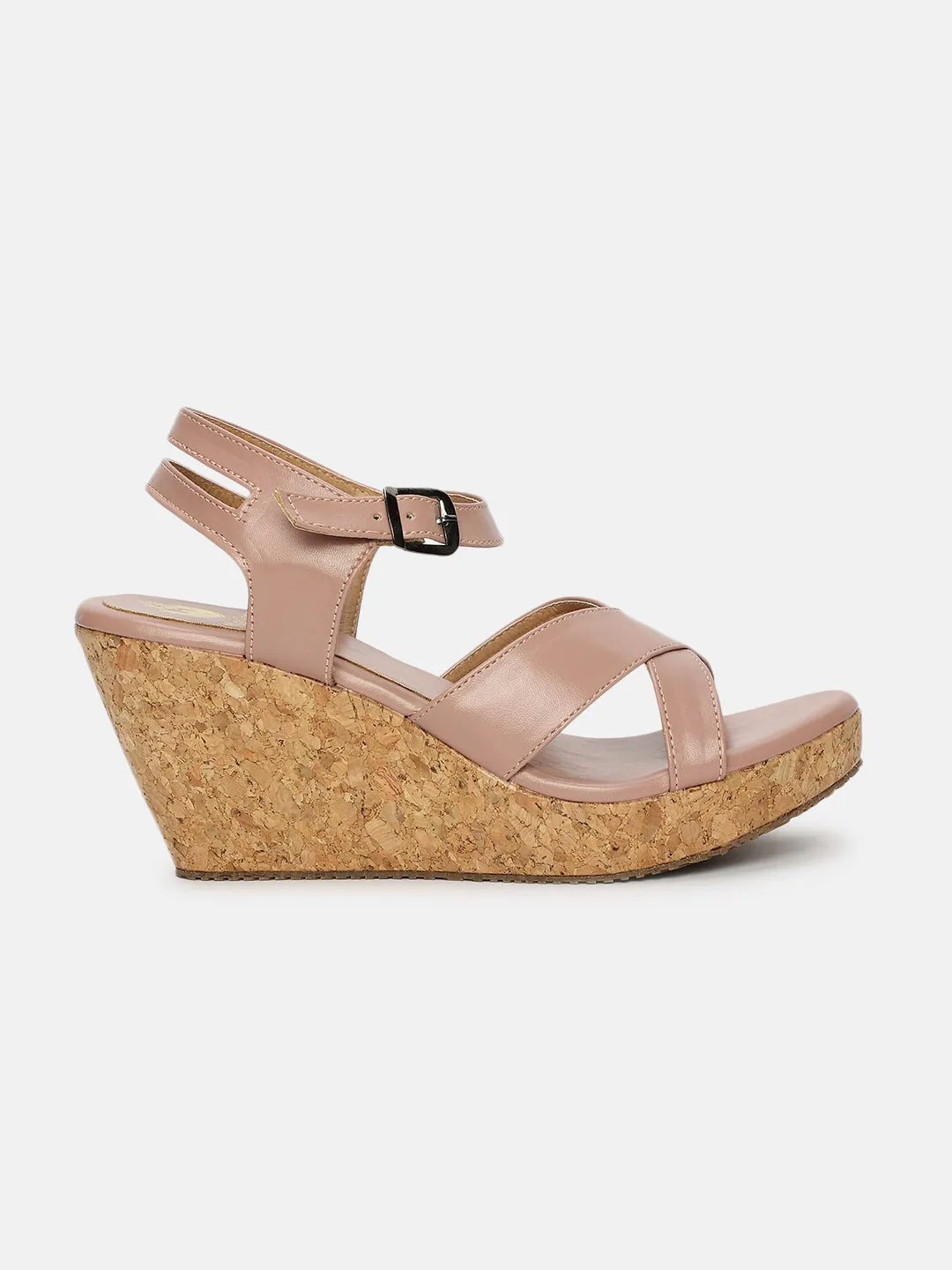 Cross Strap Open Toe Wedge Heels