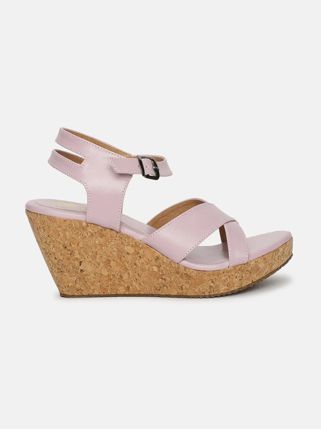 Cross Strap Open Toe Wedge Heels