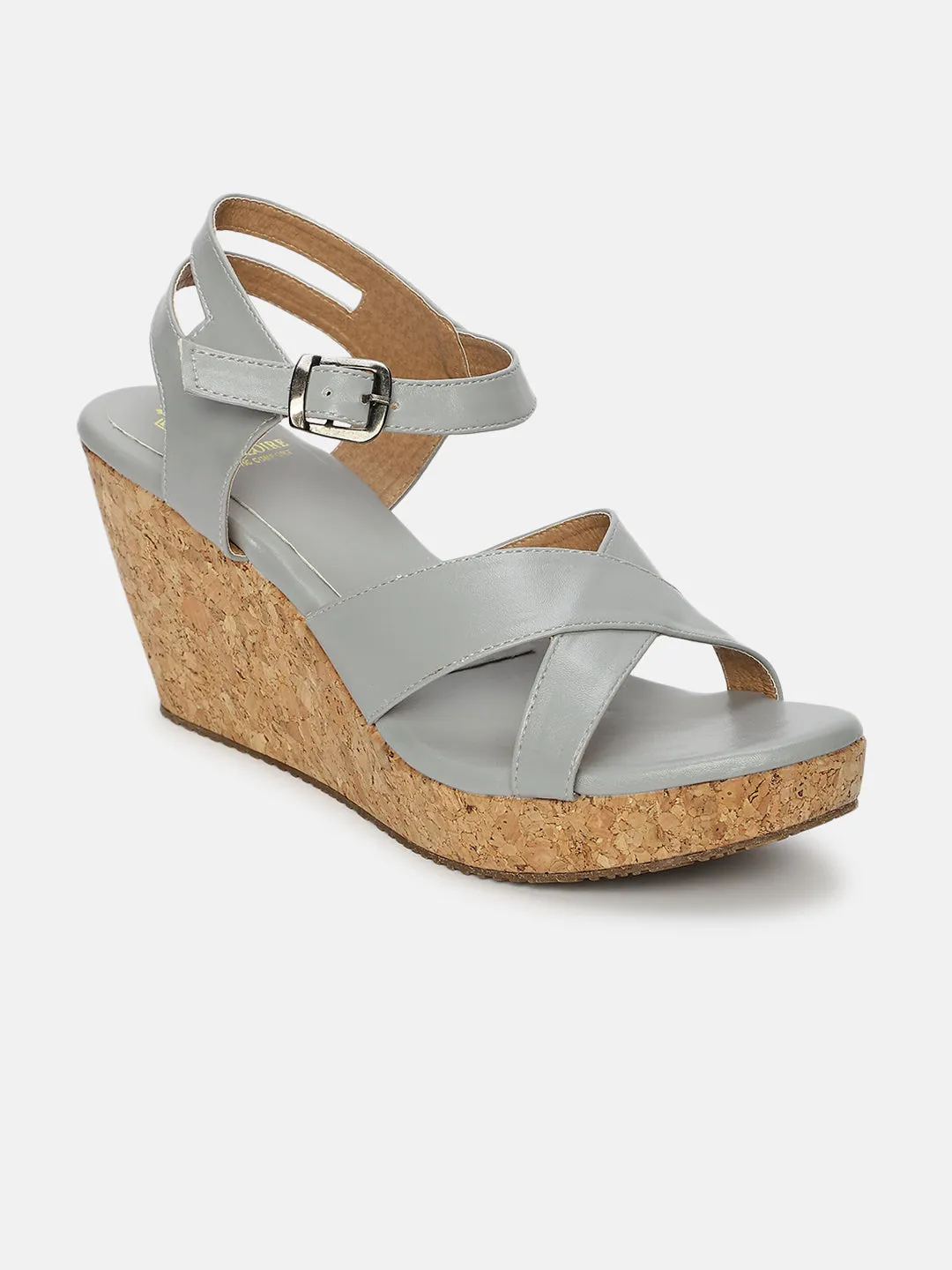 Cross Strap Open Toe Wedge Heels