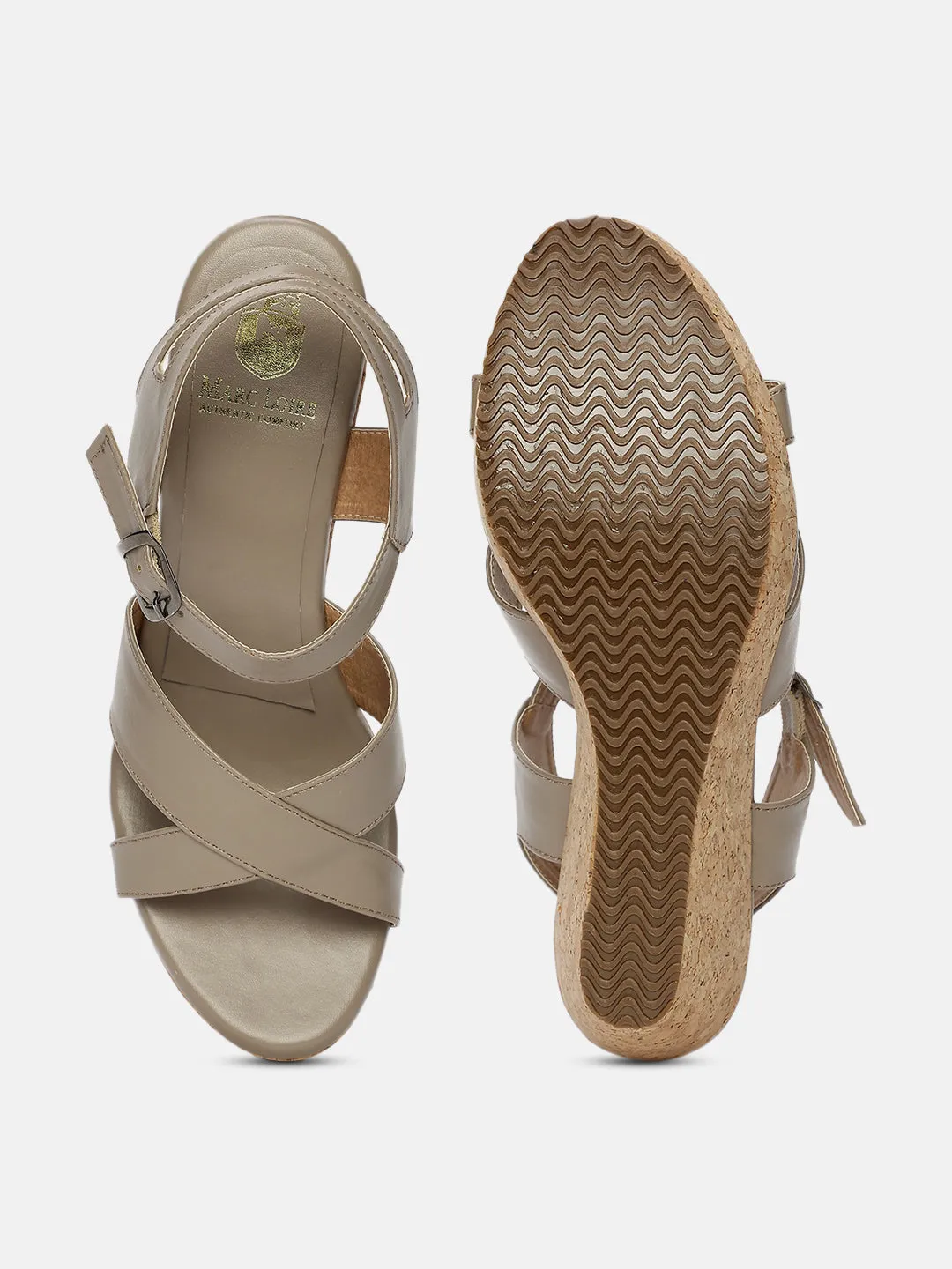Cross Strap Open Toe Wedge Heels