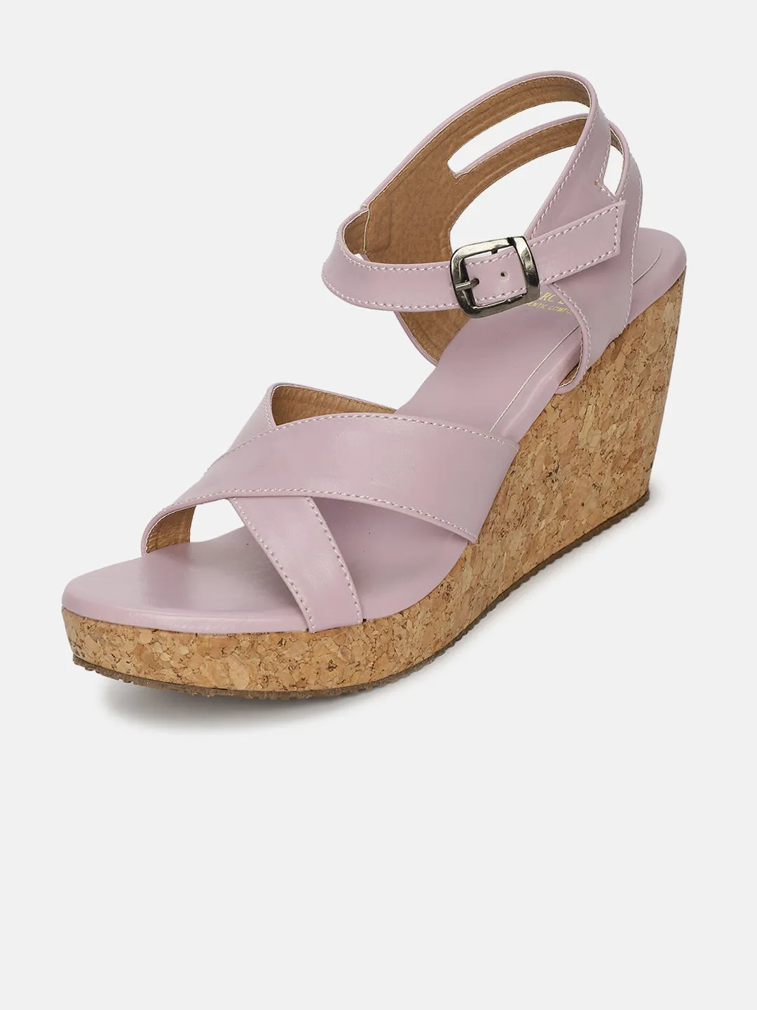Cross Strap Open Toe Wedge Heels
