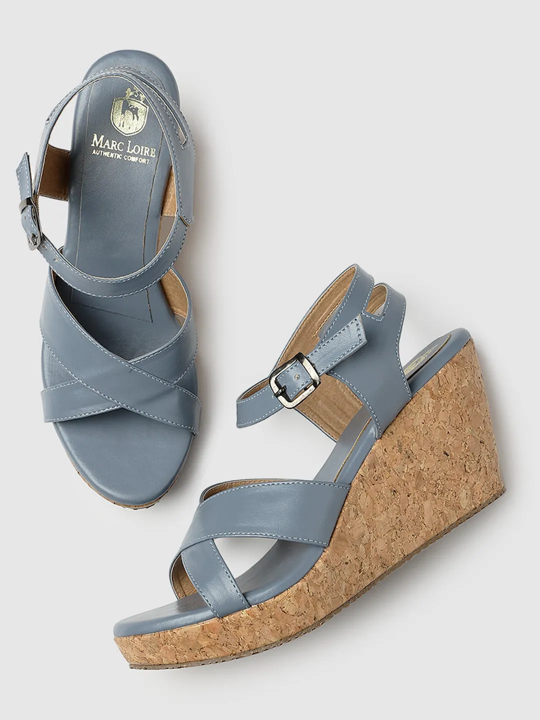 Cross Strap Open Toe Wedge Heels