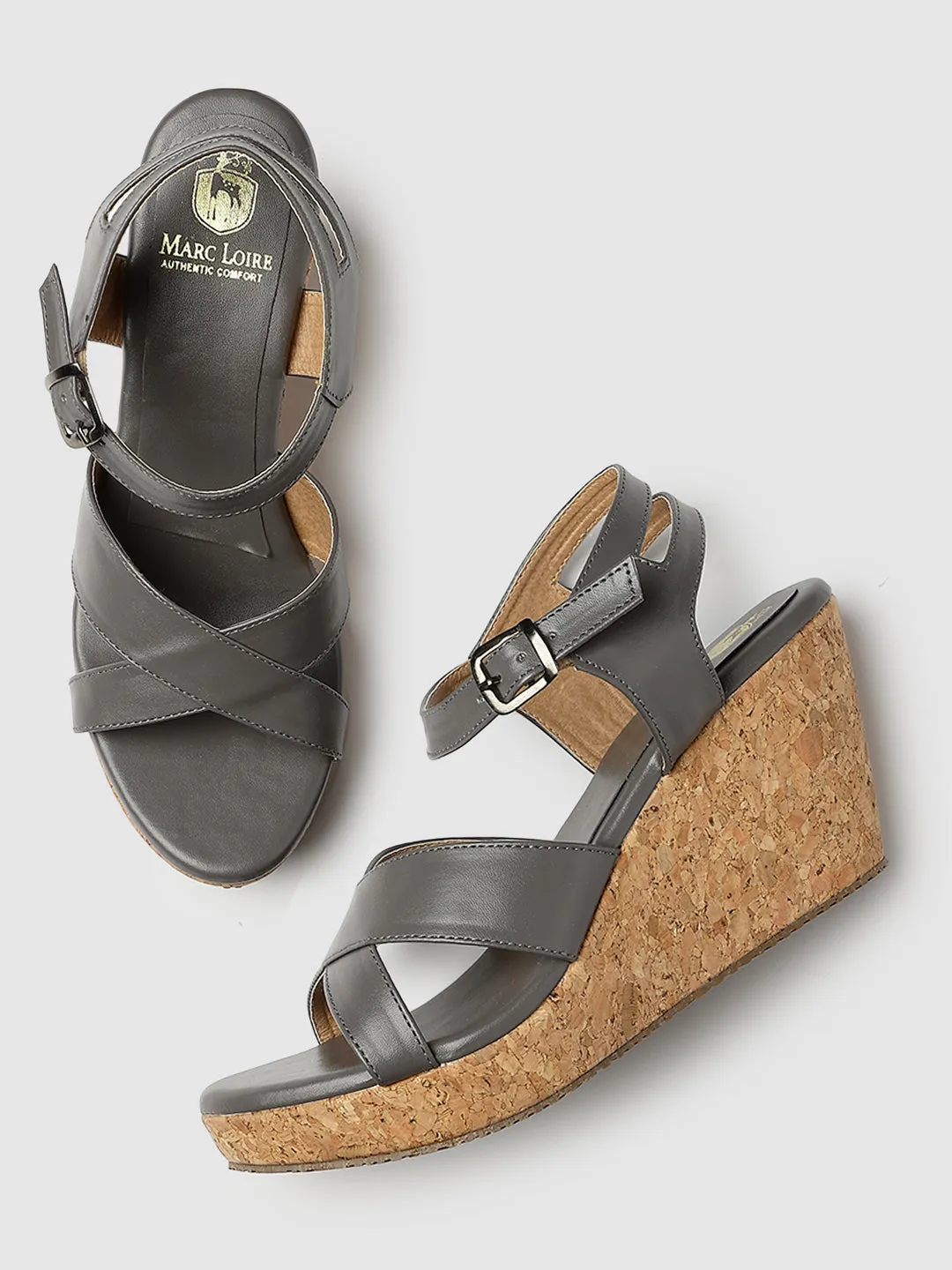 Cross Strap Open Toe Wedge Heels