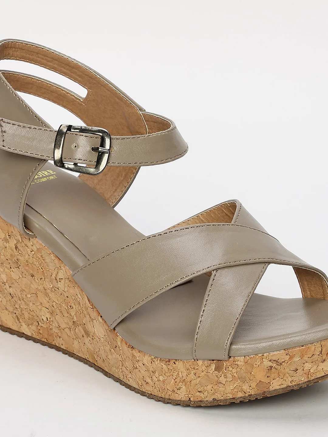Cross Strap Open Toe Wedge Heels