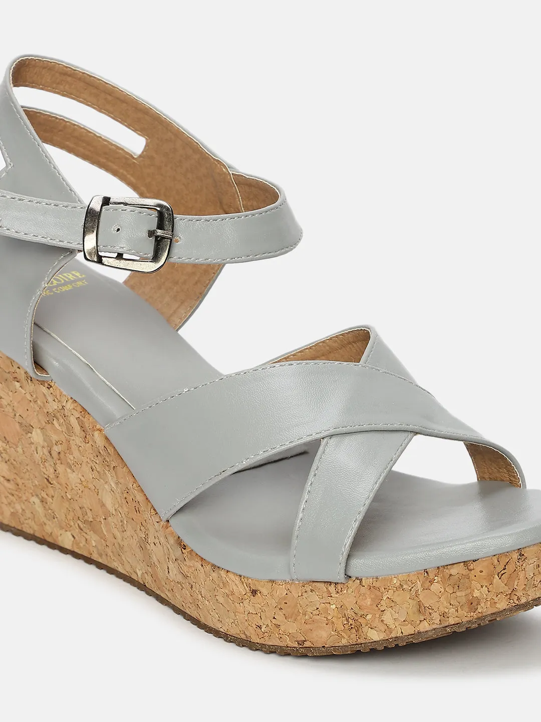 Cross Strap Open Toe Wedge Heels