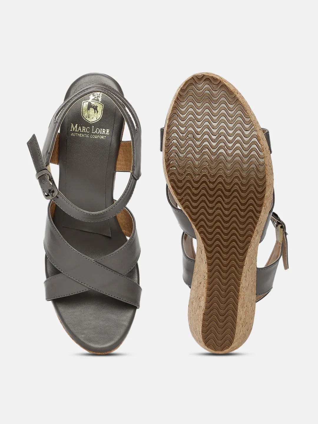 Cross Strap Open Toe Wedge Heels