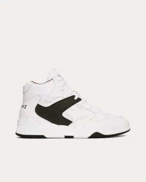 CT-06 Crackled Calfskin & Suede White / Black / Purple High Top Sneakers