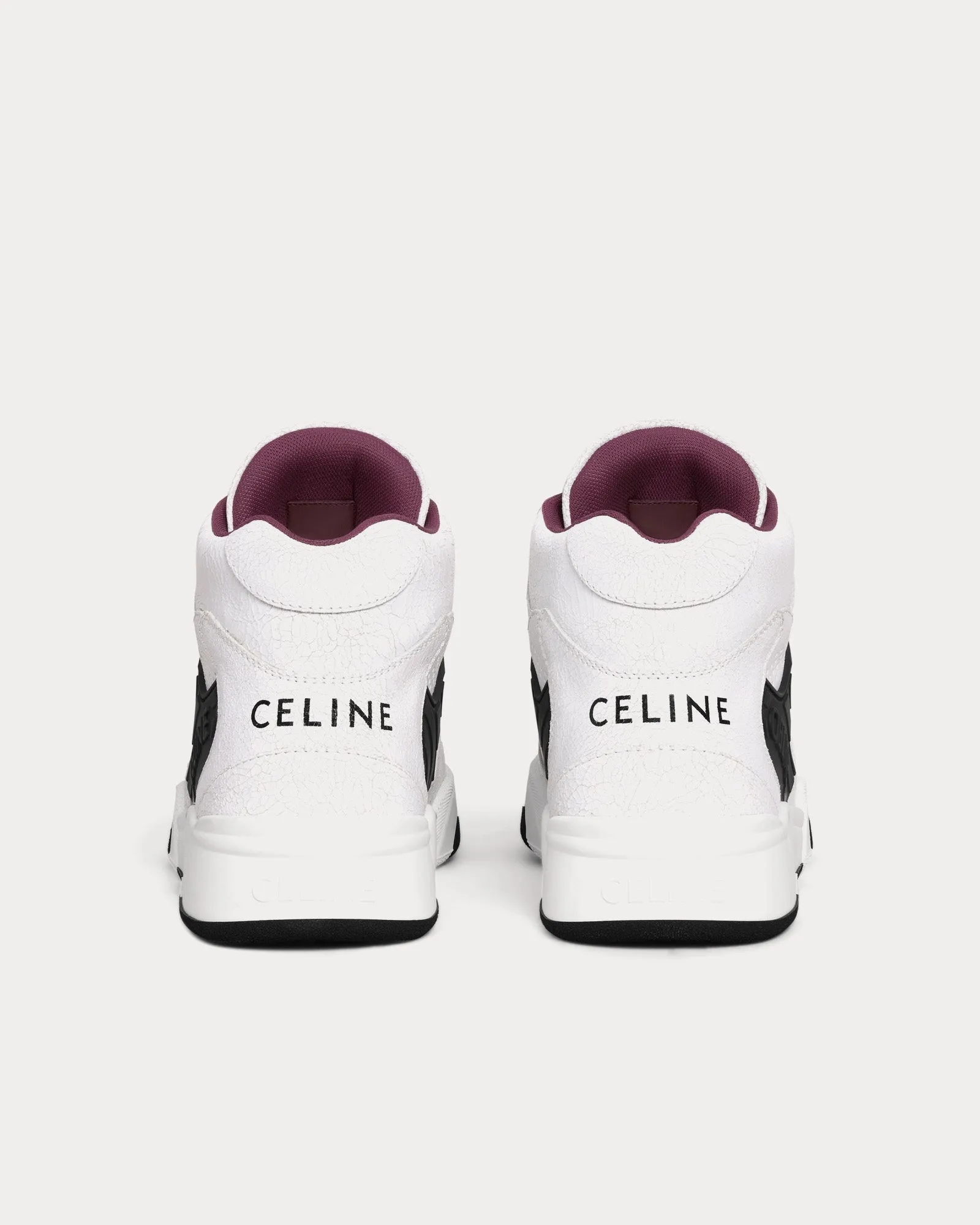 CT-06 Crackled Calfskin & Suede White / Black / Purple High Top Sneakers