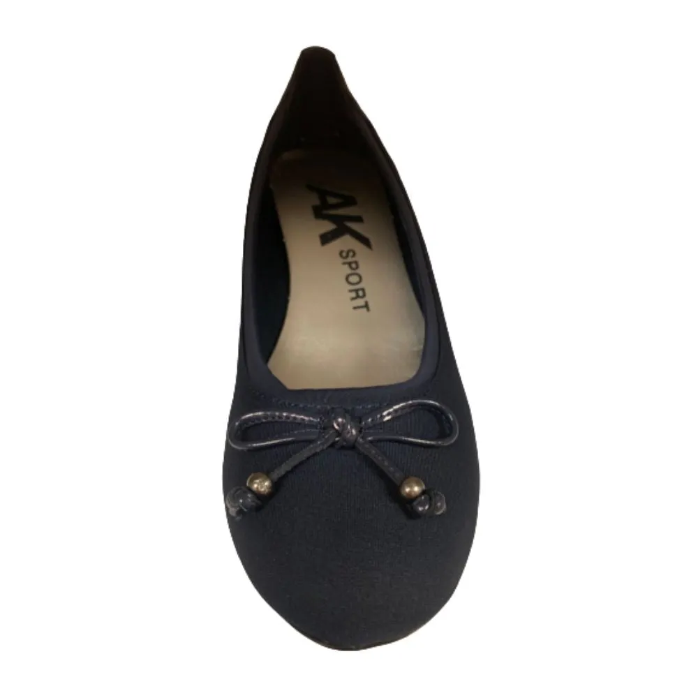 Donata Navy Fabric Anne Klein Wedge Pumps