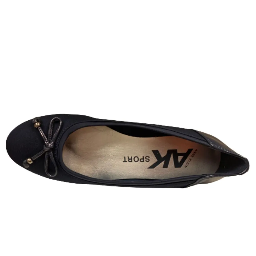 Donata Navy Fabric Anne Klein Wedge Pumps