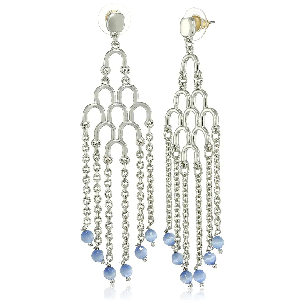 Estele Rhodium Plated Waterfall Dangle Earrings for women