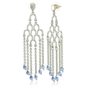 Estele Rhodium Plated Waterfall Dangle Earrings for women