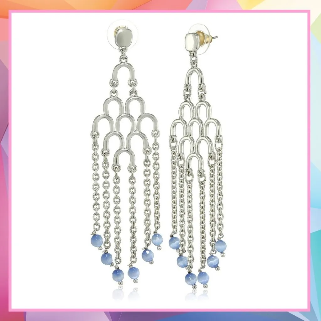 Estele Rhodium Plated Waterfall Dangle Earrings for women