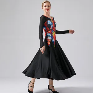 Flared V Neck Long Sleeve Dress
