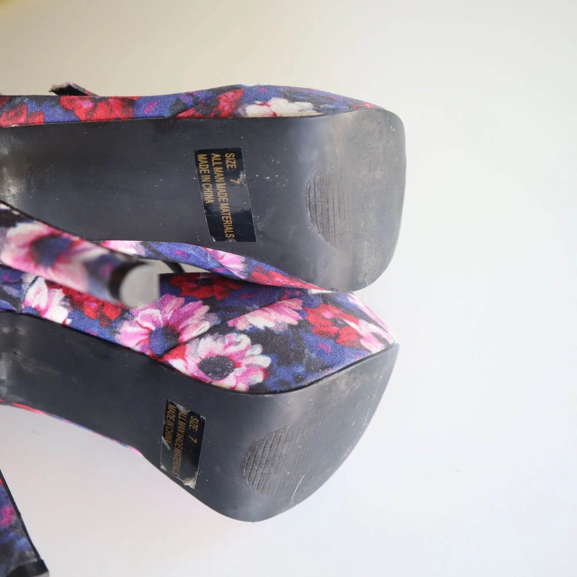 Floral Platform Stilettos With Double Straps By Qupid Women's Size 7
