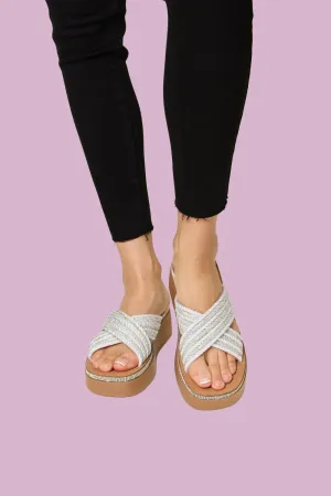 Forever Link Rhinestone Platform Wedge Sandals