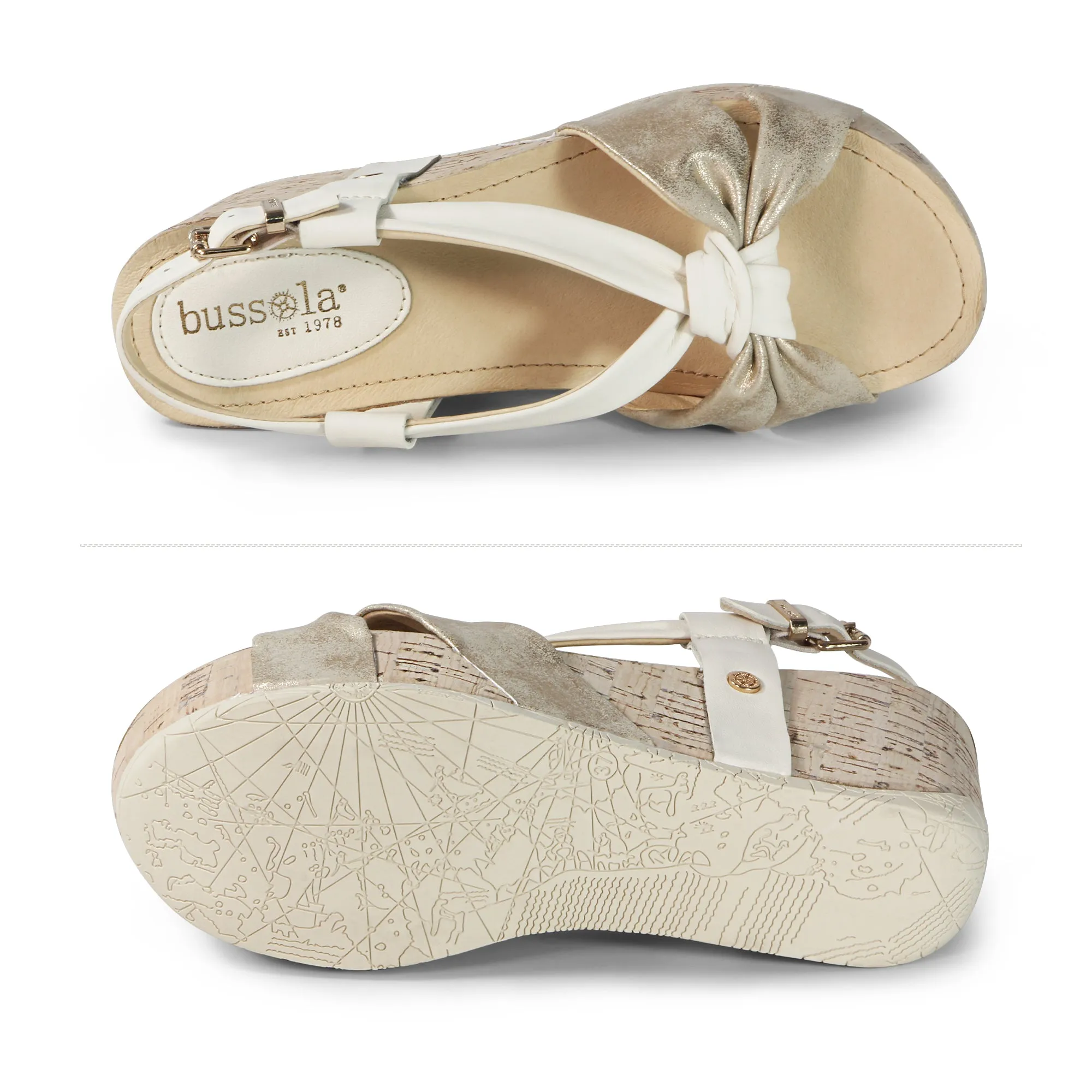 Formentera Bowknot Wedge Sandals (Gold)